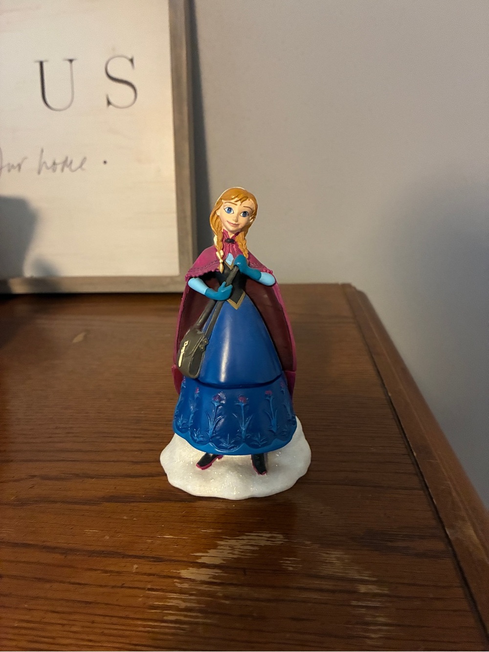 Anna-Disney Blue and Pink Figurine Home Accent Trinket/Jewelry Holder